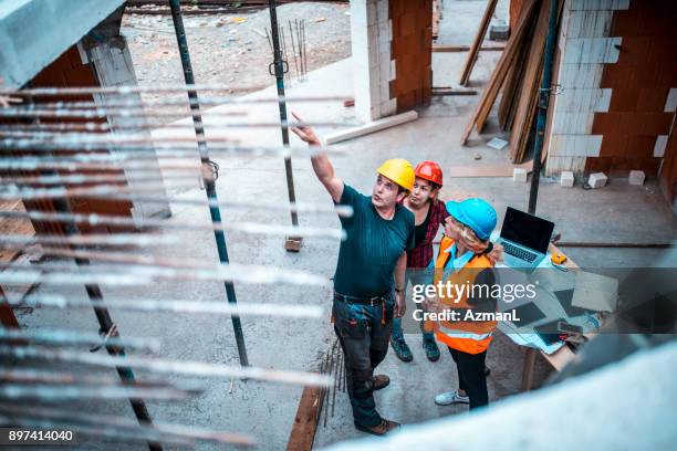 working on construction site - a meeting place for the european digital industry stock pictures, royalty-free photos & images