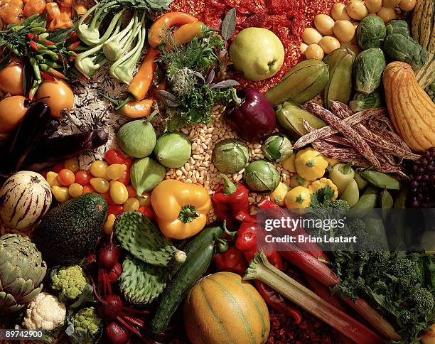 assortment of gourmet ingredients - pepino stockfoto's en -beelden