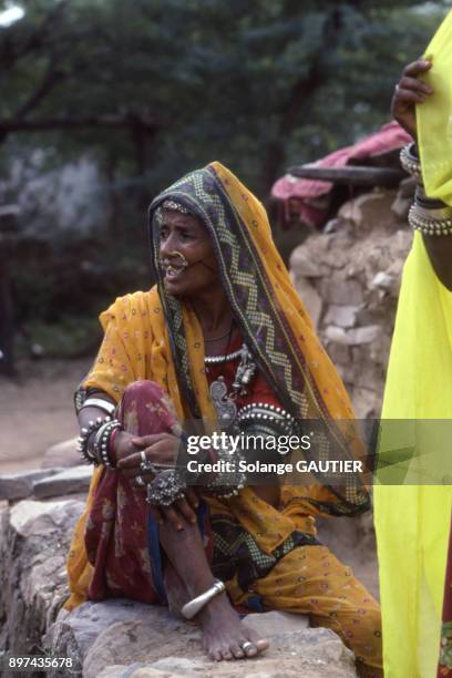 Portrait d'une femme en Inde, en octobre 1990.