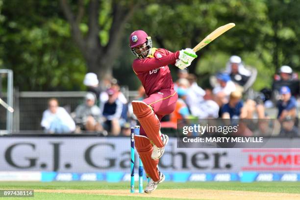 West Indies Jason Mohammed bats during the second one-day international cricket match between New Zealand and the West Indies at Hagley Oval in...