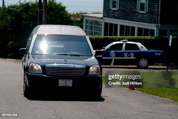 Hearse leaves the home of Eunice Kennedy Shriver August 11, 2009 in Hyannisport, Masachusetts. Eunice Kennedy Shriver, the sister of U.S. President...