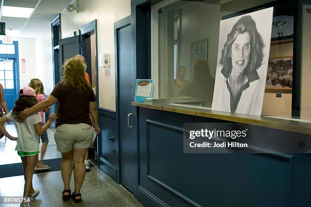 Picture of Eunice Kennedy Shriver sits on a shelf at the John F. Kennedy Museum August 11, 2009 in Hyannis, Masachusetts. Eunice Kennedy Shriver, the...
