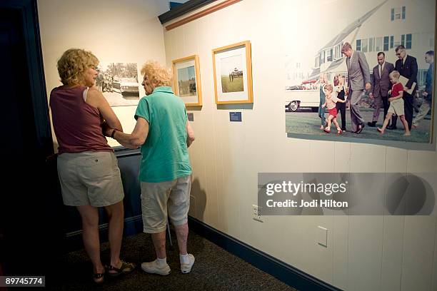 Carol Zurek and her mother, Joan Zurek, visit the John F. Kennedy Museum August 11, 2009 in Hyannis, Masachusetts. Eunice Kennedy Shriver, the sister...