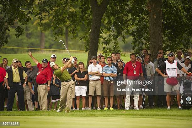 Bridgestone Invitational: Retief Goosen in action, taking second shot on No 6 during Saturday play at Firestone CC. Akron, OH 8/8/2009 CREDIT: Fred...