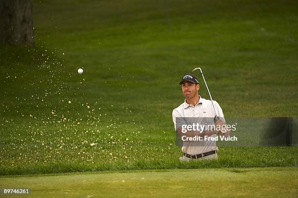 Bridgestone Invitational: Alvaro Quiros in action from sand on No 11 during Saturday play at Firestone CC. Akron, OH 8/8/2009 CREDIT: Fred Vuich