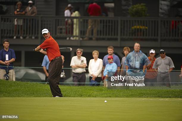 Bridgestone Invitational: Jerry Kelly upset after missing birdie chip on No 16 during Saturday play at Firestone CC. Akron, OH 8/8/2009 CREDIT: Fred...