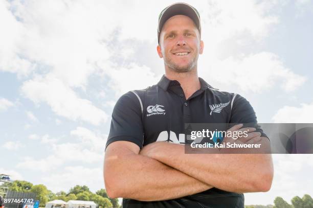 Seth Rance of New Zealand looks on following the One Day International match between New Zealand and the West Indies at Hagley Oval on December 23,...