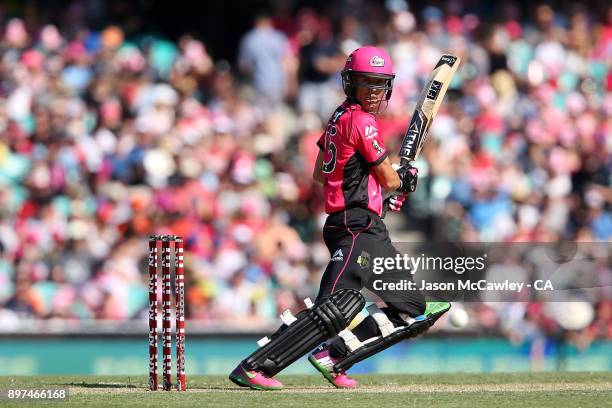 Johan Botha of the Sixers bats during the Big Bash League match between the Sydney Sixers and the Perth Scorcher at Sydney Cricket Ground on December...