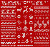 Knitted elements and borders. Vector set.