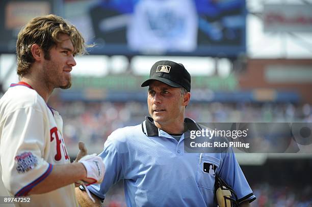 Umpire Dan Iassogna is seen during the game against the Chicago Cubs at Citizens Bank Park in Philadelphia, Pennsylvania on July 22, 2009. The Cubs...