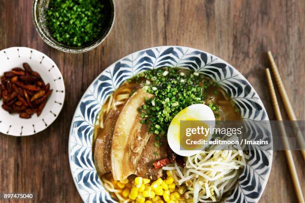 a set meal of miso ramen - miso ramen stock pictures, royalty-free photos & images