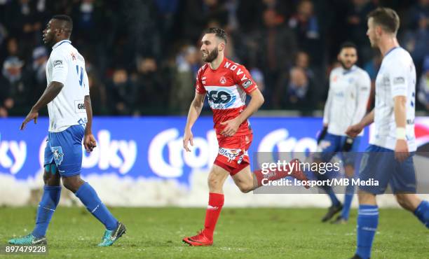 Kortrijk , Belgium / Croky Cup 1/4 Final : Kv Kortrijk v Kaa Gent / "nIdir OUALI - Celebration"nBelgian Cup 1/4 Final"nPicture Vincent Van Doornick /...