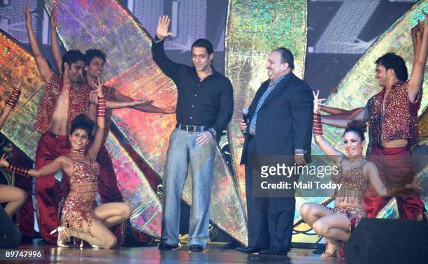 Bollywood actor Salman Khan walks the ramp in a fashion show celebrating the fifteenth anniversary of Gitanjali Jewellery in Mumbai on Friday, August...