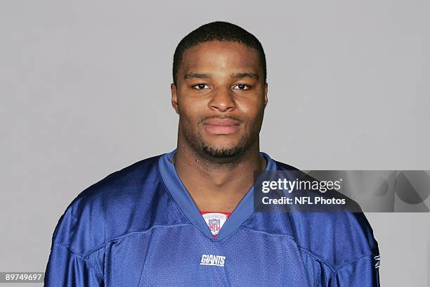 Osi Umenyiora of the New York Giants poses for his 2009 NFL headshot at photo day in East Rutherford, New Jersey.