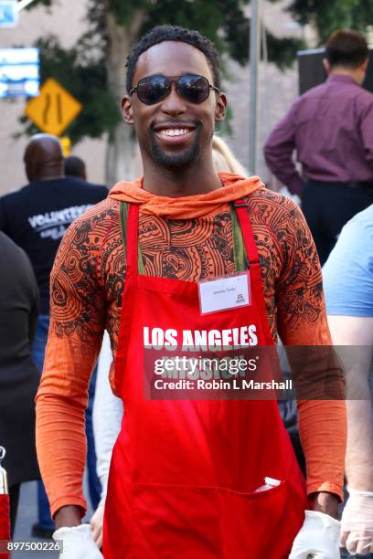 Jeremy Tardy attends Christmas Celebration on Skid Row at Los Angeles Mission on December 22, 2017 in Los Angeles, California.