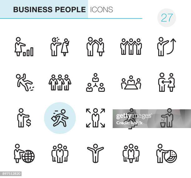 business people - pixel perfect icons - female rising stock illustrations