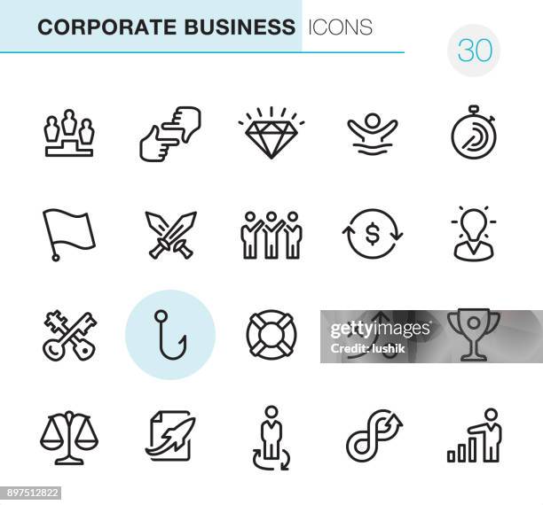 corporate business - pixel perfect icons - key personnel icon stock illustrations