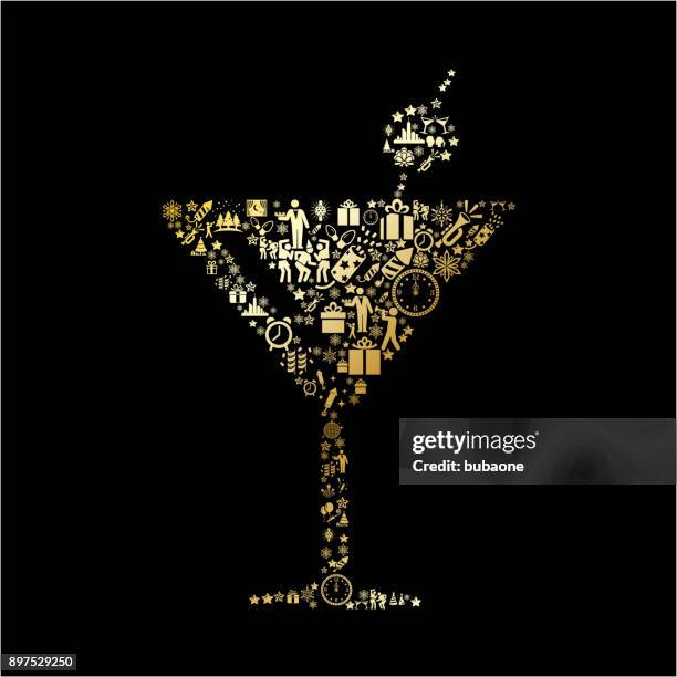 trinken sie glas neujahr golden celebration party - frau konfetti stock-grafiken, -clipart, -cartoons und -symbole