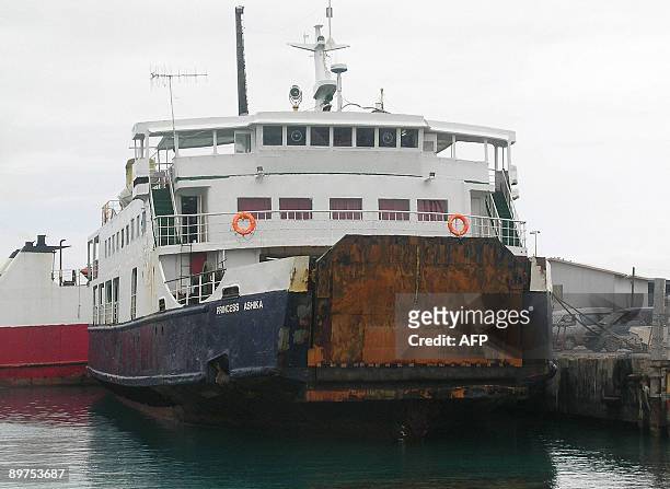 This undated file photo provided to AFP on August 6, 2009 by the Matangi Tonga Online shows the MV Princess Ashika ferry in Nuku'alofa. Searchers...