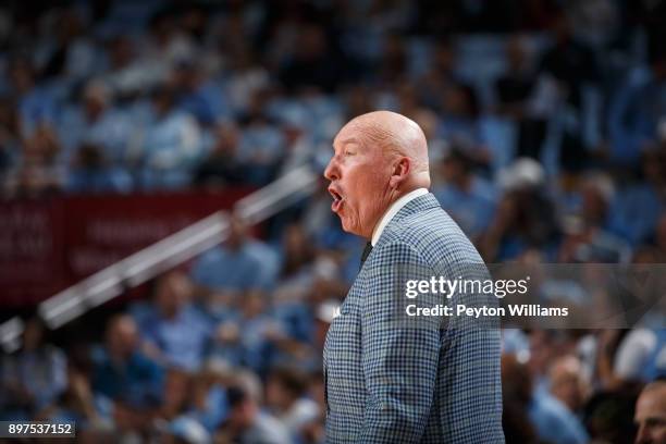 Head coach Mike Dunleavy, Sr. Of the Tulane Green Wave coaches against the North Carolina Tar Heels on December 03, 2017 at the Dean Smith Center in...