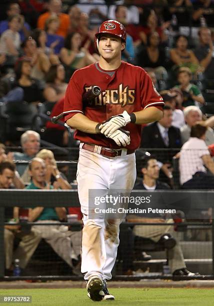 Trent Oeltjen of the Arizona Diamondbacks walks up to the plate to bat against the New York Mets during the eighth inning of the major league...