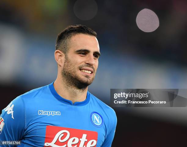 Nikola Maksimovic of SSC Napoli in action during the TIM Cup match between SSC Napoli and Udinese Calcio at Stadio San Paolo on December 19, 2017 in...