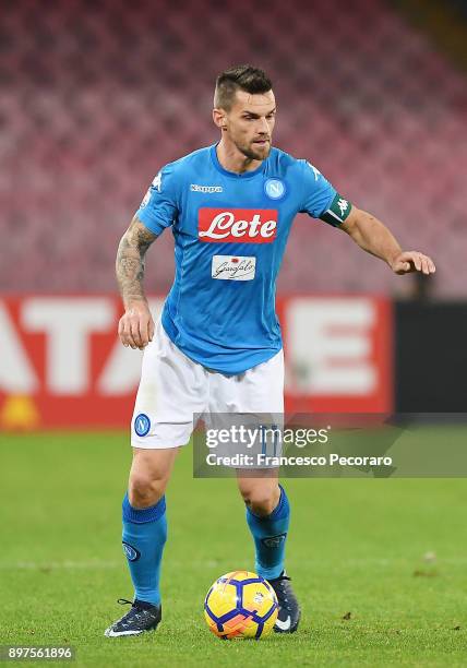 Cristian Maggio of SSC Napoli in action during the TIM Cup match between SSC Napoli and Udinese Calcio at Stadio San Paolo on December 19, 2017 in...