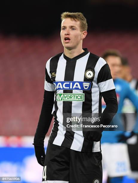 Jakub Jankto of Udinese Calcio in action during the TIM Cup match between SSC Napoli and Udinese Calcio at Stadio San Paolo on December 19, 2017 in...