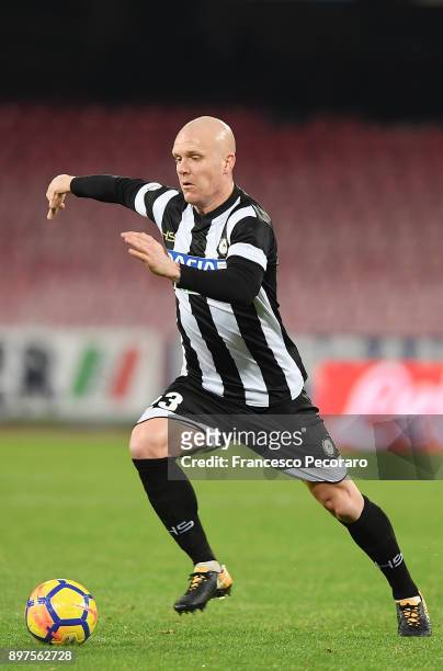 Emil Hallfredsson of Udinese Calcio in action during the TIM Cup match between SSC Napoli and Udinese Calcio at Stadio San Paolo on December 19, 2017...