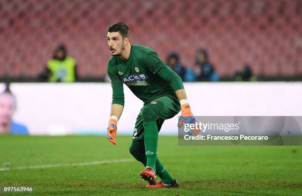 Simone Scuffet of Udinese Calcio in action during the TIM Cup match between SSC Napoli and Udinese Calcio at Stadio San Paolo on December 19, 2017 in...