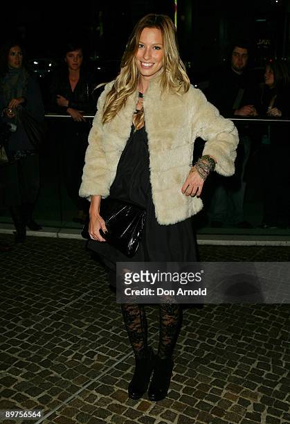Renee Bargh arrives at the opening night of "Avenue Q" at the Theatre Royal on August 12, 2009 in Sydney, Australia.