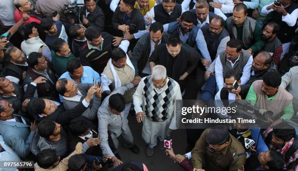 Former Chief Minister of Bihar Lalu Prasad proceeding to appear before a special CBI court in a connection to a Fodder Scam case at Court premises on...