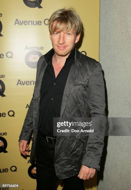 David Wenham arrives at the opening night of "Avenue Q" at the Theatre Royal on August 12, 2009 in Sydney, Australia.