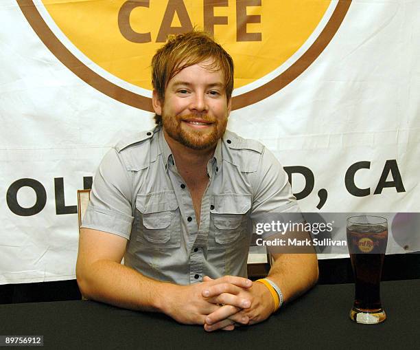 Singer David Cook after donating his stage pants from the American Idol tour to the Hard Rock Cafe Hollywood, CA at Universal CityWalk on August 11,...