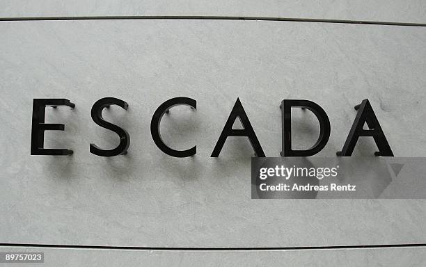 The logo of the Escada AG, the luxury clothing company, is pictured on August 12, 2009 in Berlin, Germany. Escada AG directors will today discuss...