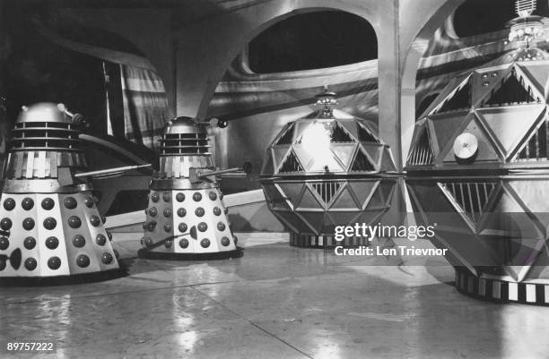 The Daleks and Mechonoids battle it out in 'The Chase', a six-part serial from the popular British television sci-fi series 'Doctor Who', 15th April...