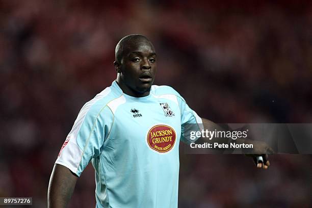 Adebayo Akinfenwa of Northampton Town during the Carling Cup Round One Match between Southampton and Northampton Town at St Mary's Stadium on August...