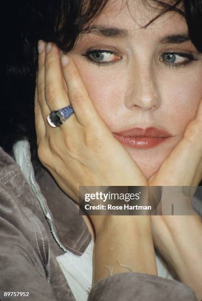 Close up of French actress Isabelle Adjani during a press conference at Montreal World Film Festival at the Complexe Desjardins, Montreal, Quebec,...