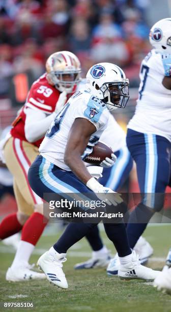 DeMarco Murray of the Tennessee Titans rushes during the game against the San Francisco 49ers at Levi's Stadium on December 17, 2017 in Santa Clara,...