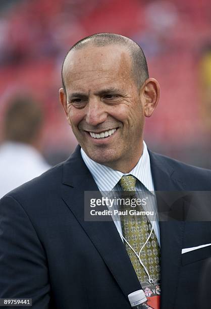 Commissioner Don Garber of Major League Soccer on the field prior to the friendly match between Toronto FC and Real Madrid at BMO Field on August 7,...