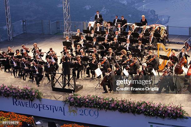 Savaria Symphony Orchestra perform at Villa Rufolo on August 12, 2009 in Ravello, Italy. Ravello is a town and commune situated above the Amalfi...