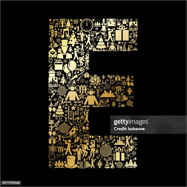 letter e new year golden 2018 celebration vector icon pattern - letter e balloon stock illustrations