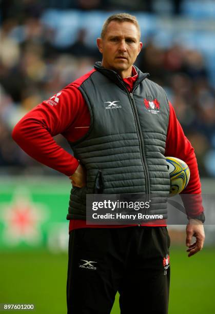 Johan Ackermann of Gloucester during the Aviva Premiership match between Wasps and Gloucester Rugby at The Ricoh Arena on December 23, 2017 in...