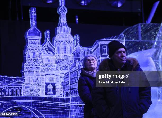 Ice sculptures are seen during Ice Fantasy 2018 Festival at Peter and Paul fortress in St. Petersburg, Russia on December 23, 2017.