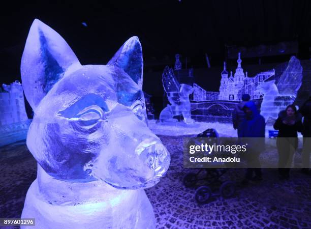 Ice sculptures are seen during Ice Fantasy 2018 Festival at Peter and Paul fortress in St. Petersburg, Russia on December 23, 2017.