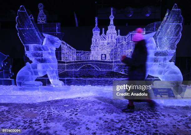 Ice sculptures are seen during Ice Fantasy 2018 Festival at Peter and Paul fortress in St. Petersburg, Russia on December 23, 2017.