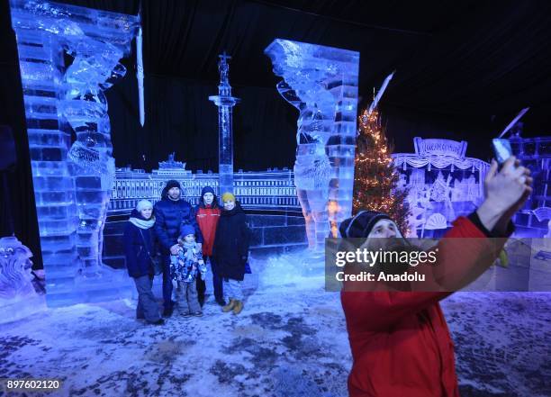 Ice sculptures are seen during Ice Fantasy 2018 Festival at Peter and Paul fortress in St. Petersburg, Russia on December 23, 2017.