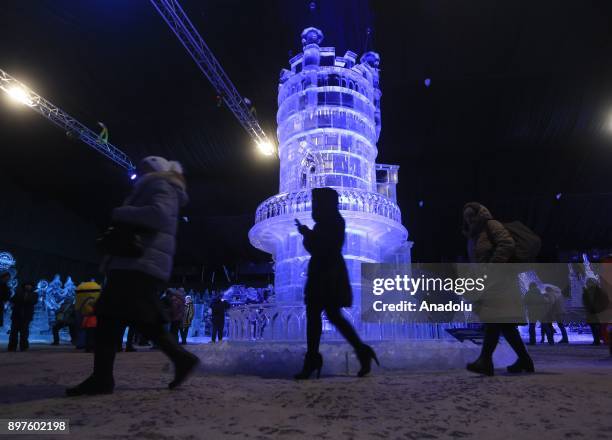 Ice sculptures are seen during Ice Fantasy 2018 Festival at Peter and Paul fortress in St. Petersburg, Russia on December 23, 2017.