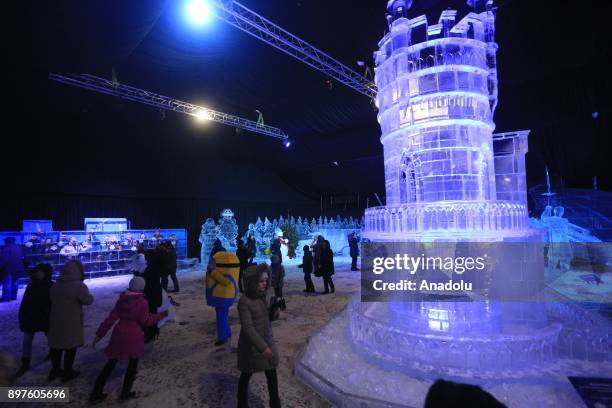 Ice sculptures are seen during Ice Fantasy 2018 Festival at Peter and Paul fortress in St. Petersburg, Russia on December 23, 2017.