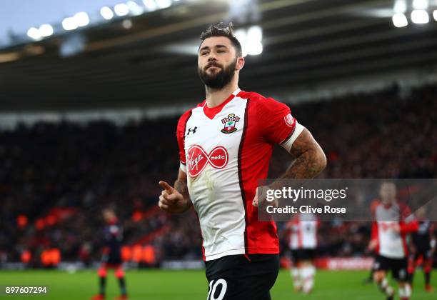 Charlie Austin of Southampton celebrates after scoring his sides first goal during the Premier League match between Southampton and Huddersfield Town...